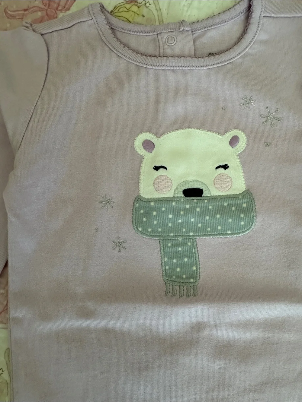 Gymboree Lavender Bear Scarf Long-Sleeve Bodysuit